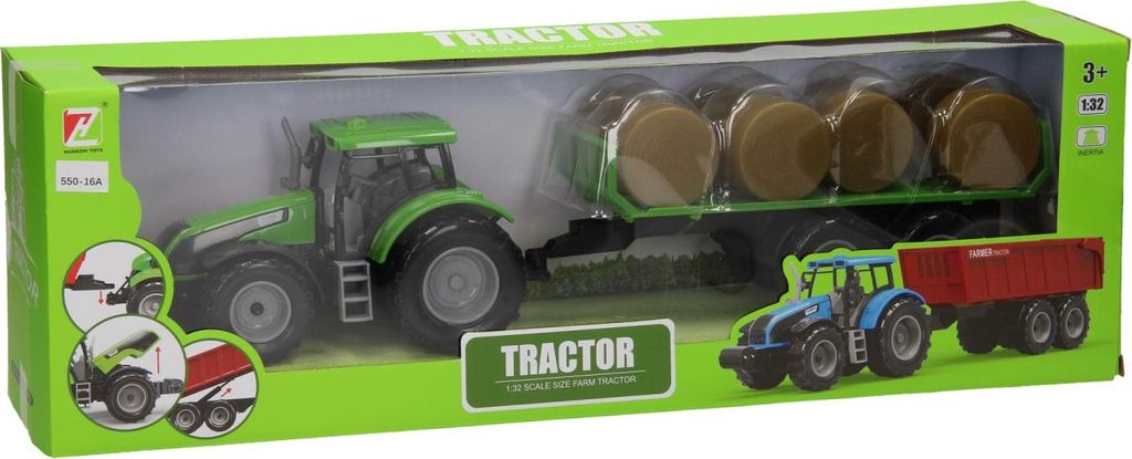 Traktor Spielzeug Ballenwagen 1:32 Maßstab mit Heuballen Produktbild 