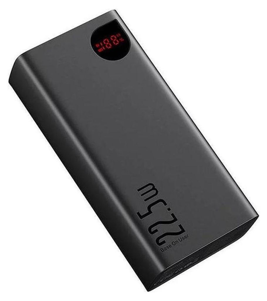 Baseus ADAMAN OVERSEAS EDITION 40.000 MAH DIGITAL DISPLAY 22.5W POWERBANK SIYAH, 40000 mAh, Lithium, Schwarz