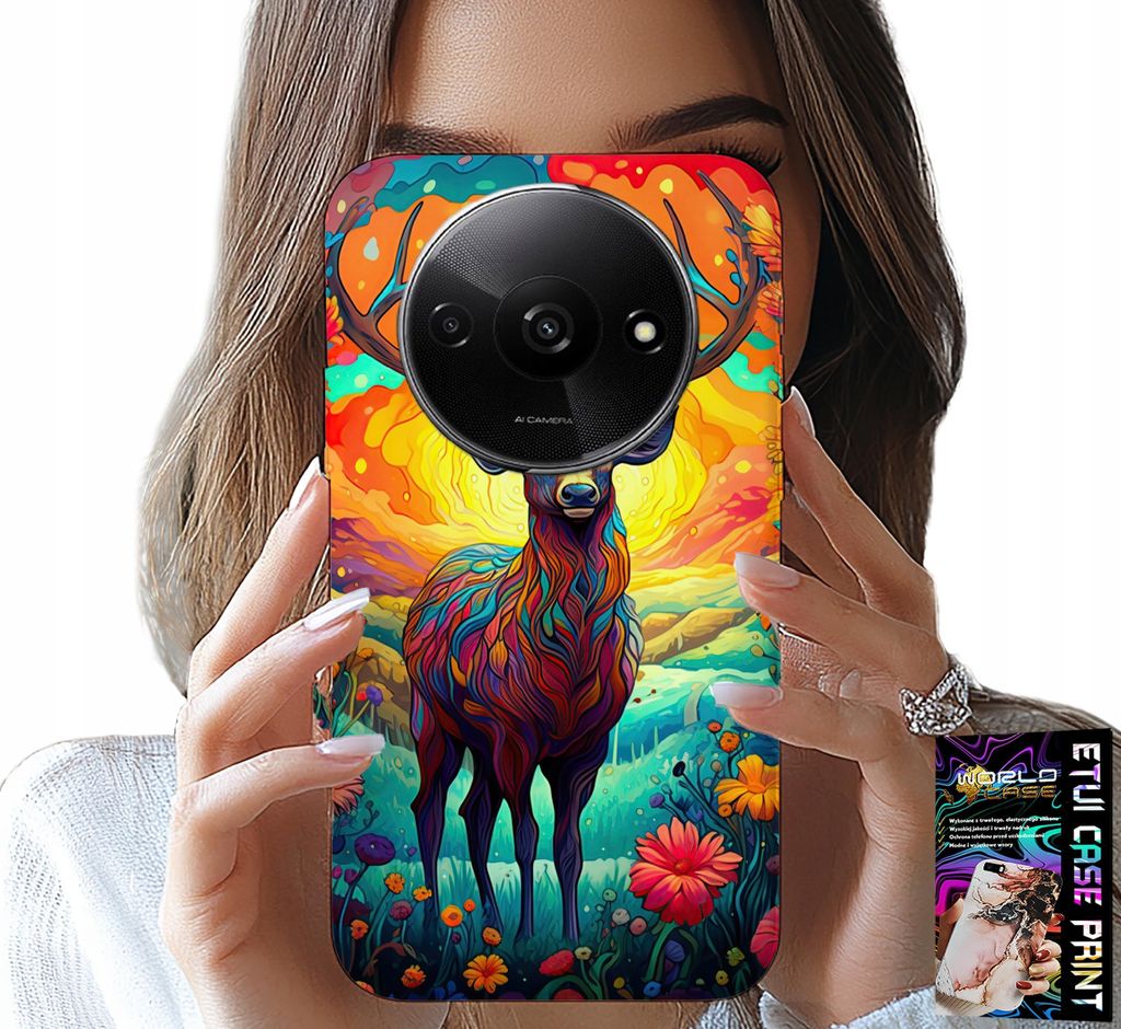 Hülle Für Xiaomi Redmi A3 - Farbenfrohe Designs Hirsche Elche Waldtiere