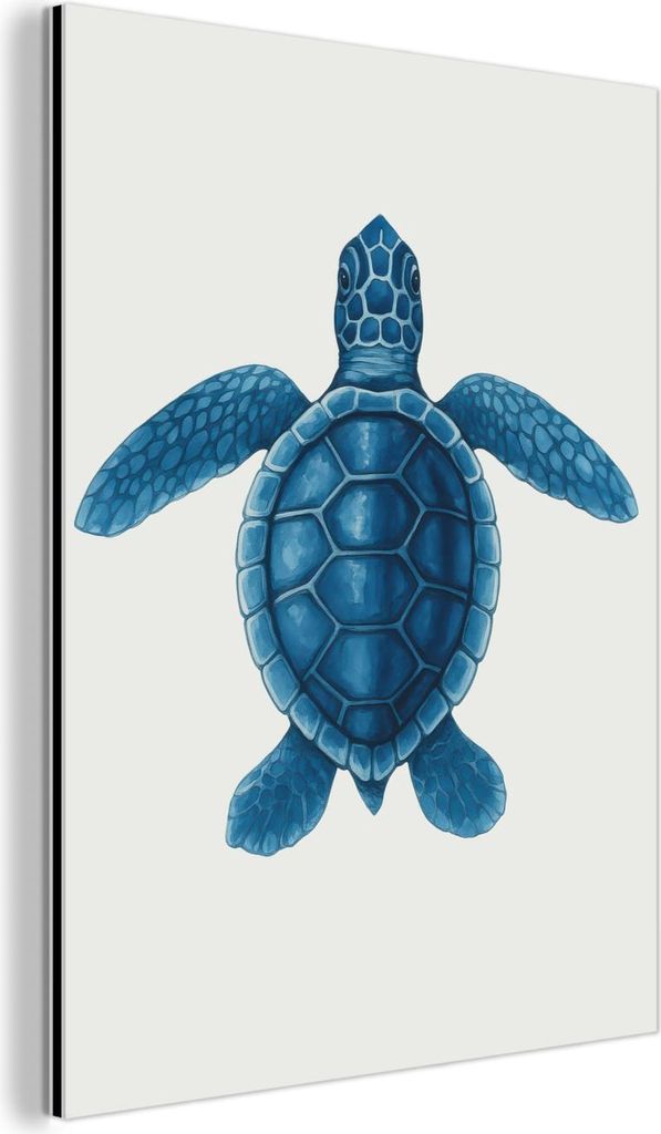 MuchoWow Wanddekoration Metall Metallbild Wandkunst 60x80 cm Schildkröte - Blau - Schild MuchoWow Aluminium Gemälde - Wanddekoration Metall