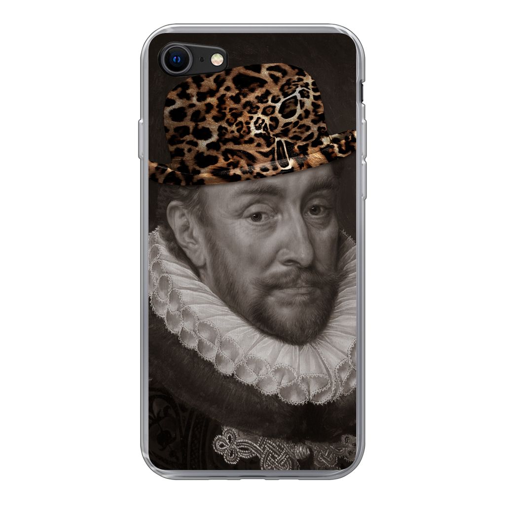 MuchoWow Handyhülle Schutzhülle Hülle für iPhone SE 2022 Wilhelm von Oranien - Pantherdruck - Alte Meister Silikon Softcase Handy Hülle - Sc...