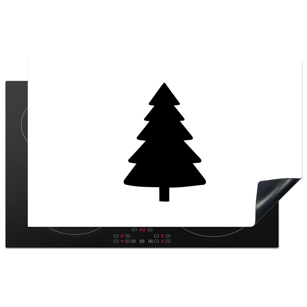 KitchenYeah Herdabdeckplatte Weihnachtsbaum - Schwarz - Weihnachten - Party , 85x52cm, Küche Deko, Glaskeramikkochfeld Herdabdeckung, Abdeckplat...