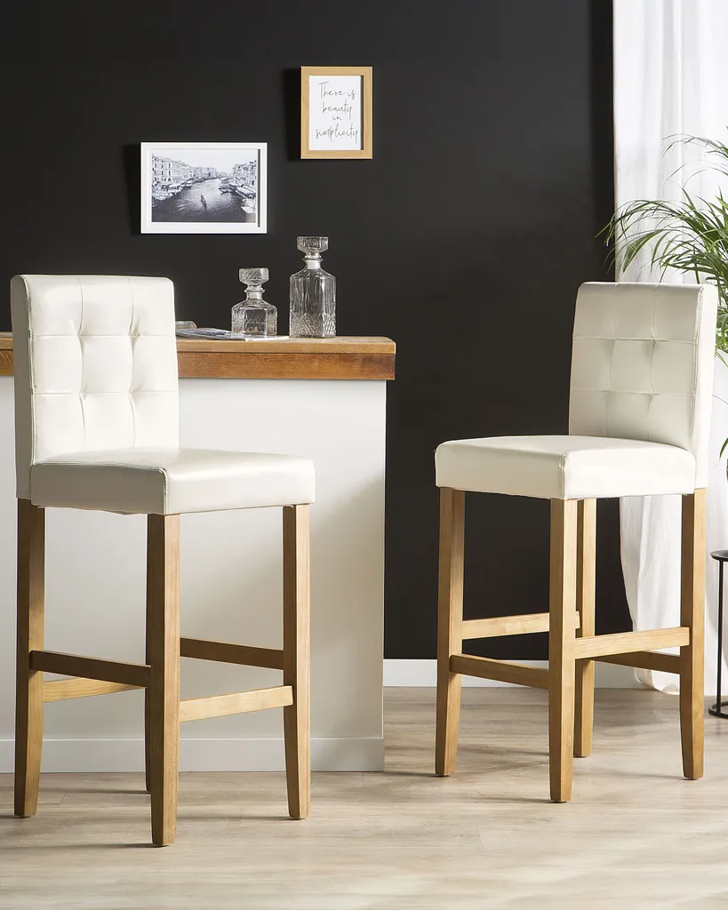 Tabourets de Bar Confortables Blanc Crème - Finis les Mal de Dos à Table - 2