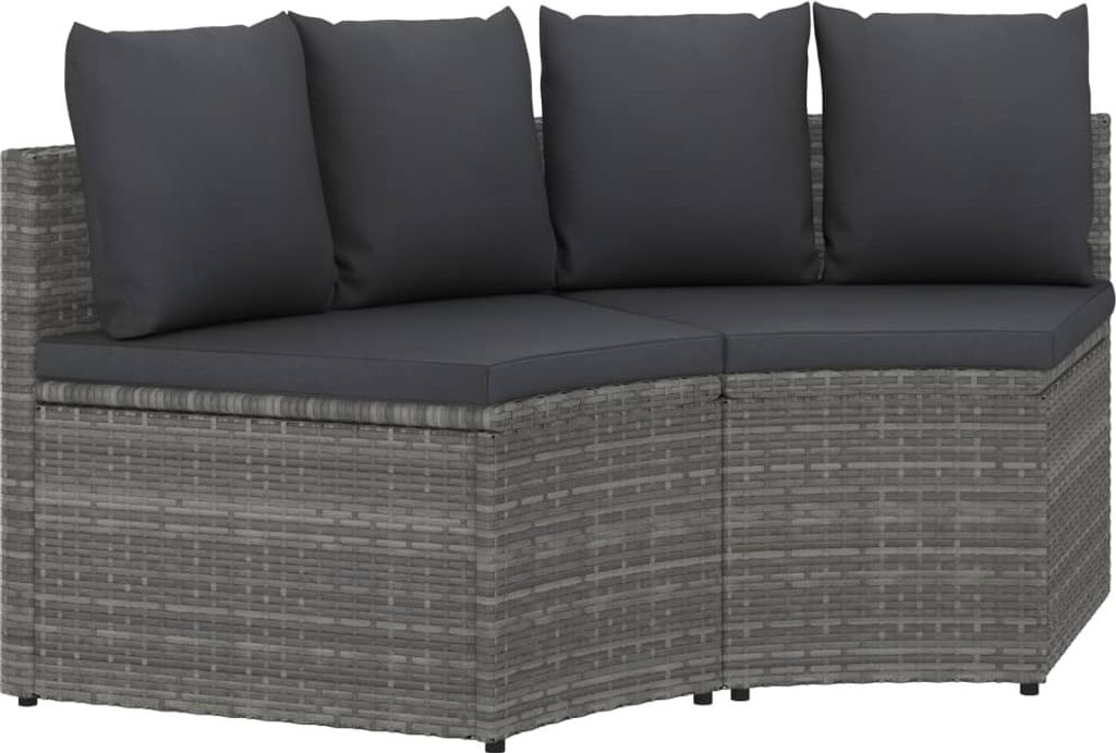 2-tlg. Garten-Sofagarnitur mit Auflagen Poly Rattan Grau