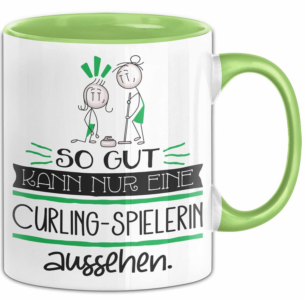 Curling-Spielerin Geschenk Tasse So Gut Kann Nur Eine Curling-Spielerin Aussehen Geschenkidee Geburtstag Weihnachten Lustig (Grün)