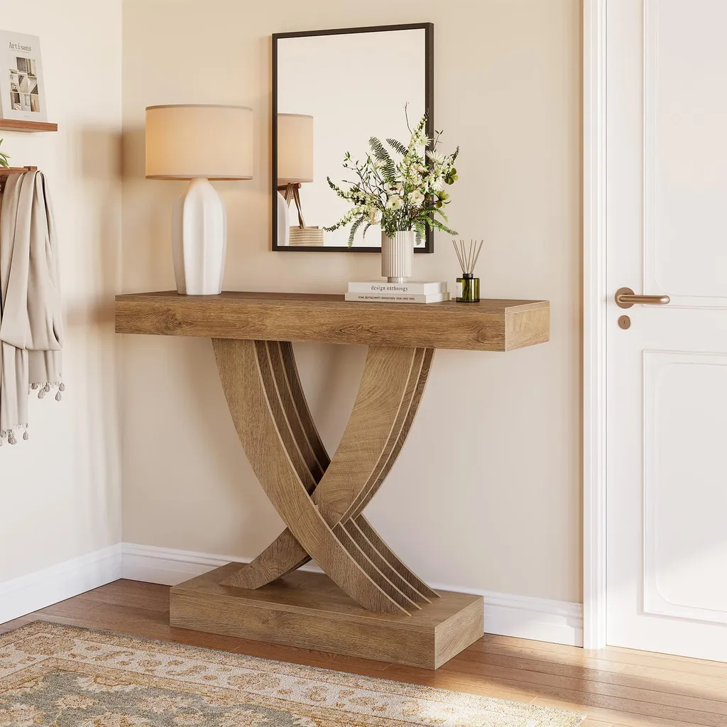 Tribesigns Table de Console 110 cm en Bois Marron pour Entrée et Salon