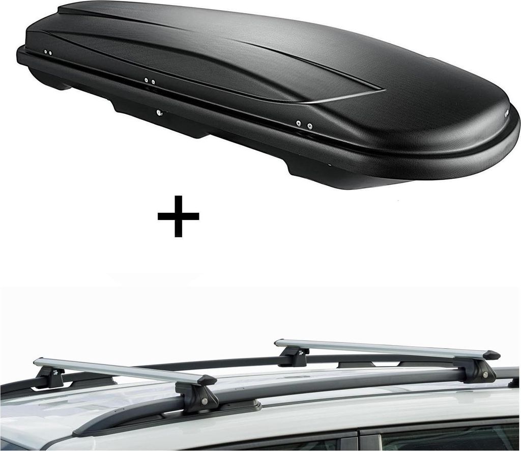 Skibox VDPJUXT600 + Alu Relingträger VDPCRV120 kompatibel mit für Audi A6 Kombi (C5) 98-04