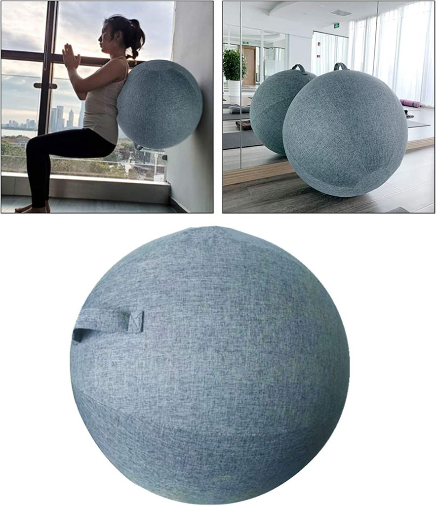 Dsongo Yoga Ball Bezug Mit Griff - Gymnastikball Hülle 55/65/75cm | Anti-Rutsch Leinenstoff