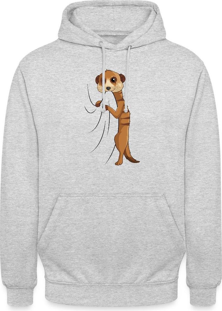 Spreadshirt Süßes Erdmännchen Geschenkidee Uni Hoodie, 3XL, Hellgrau meliert