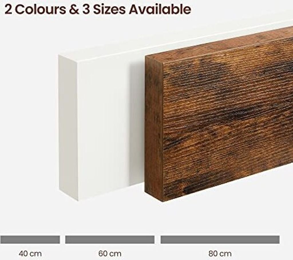 Vasagle Nástenná polica hnedá, 80 x 20 x 3,8 cm Obrázok produktu 7