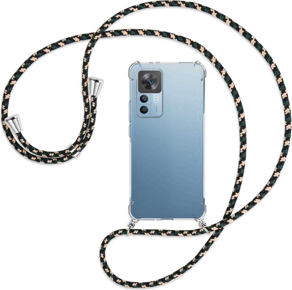 Handykette Backcover-Schutzhülle mit Band (Metall silberfarben) für Xiaomi 12T (6.67'' FC) - camouflage