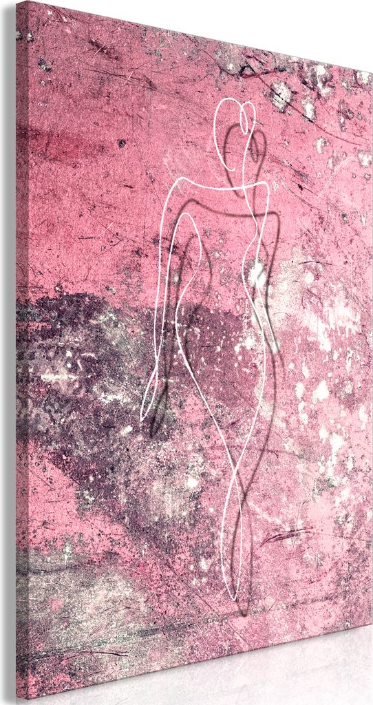 Vlies Leinwandbild - Figure on Pink Background (1-part) - Female Silhouette in Marble 40x60 cm Abstrakt n-A-0908-b-a