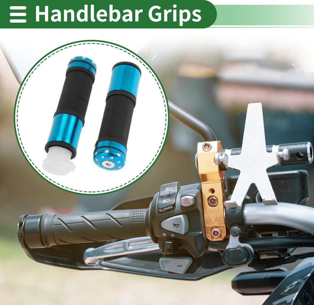 7/8" 22mm 15/16" 24mm Motorrad Handgriff Abdeckungsset Rutschfest Aluminiumlegierung Gummi Lenker Handgriffe für Motorroller Scooter Fahrrad ATV Blau
