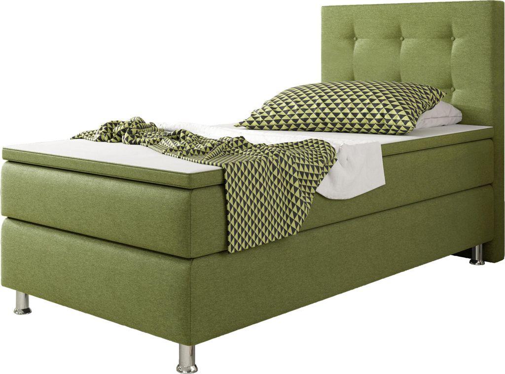 Boxspringbett KN009 90x200 cm Webstoff Grün