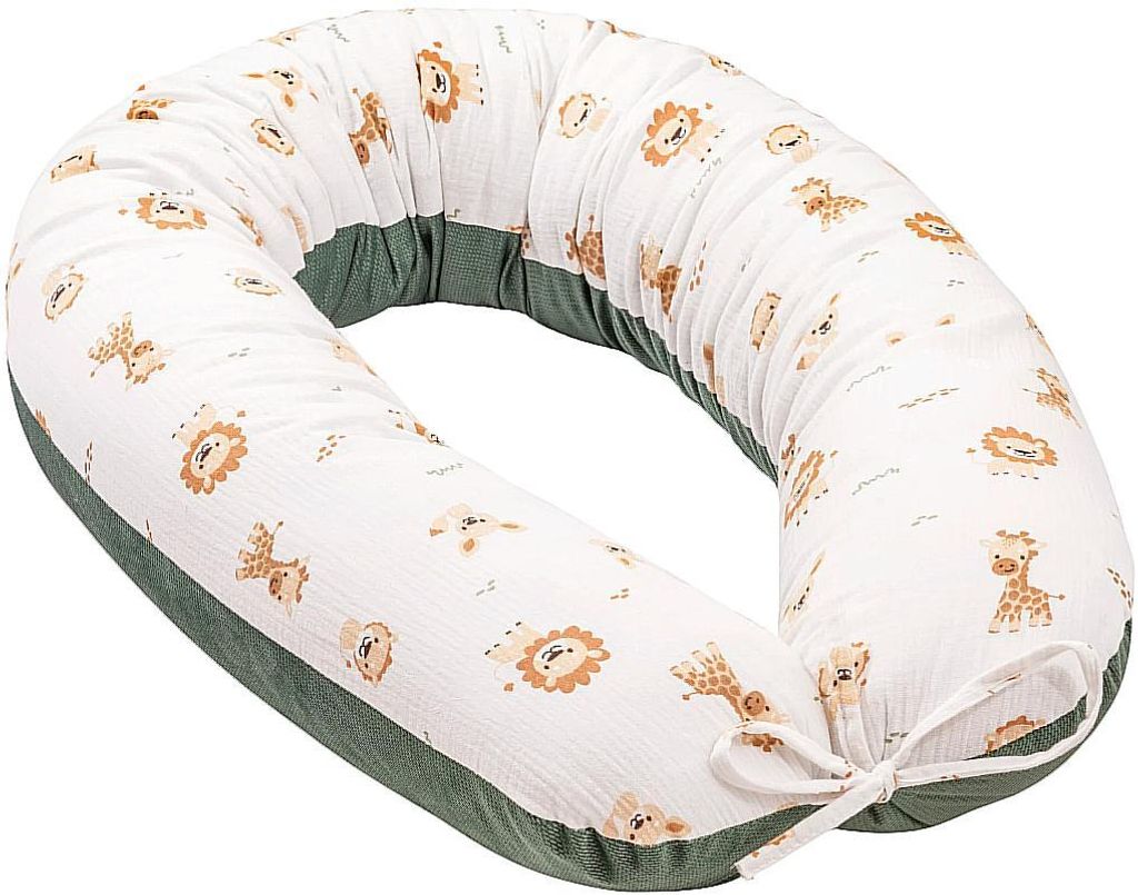 Baby Safari Musselin & Olive Velvet V-förmige Kissen Produktbild 