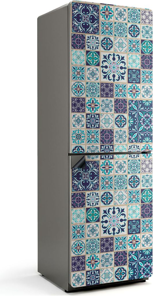 Mosaikmuster in Fliesen – Magnetische Kühlschrank Abdeckung – Dekorfolie magnetisch Küche – Kühlschrank Magnet Deko – selbstklebende Mag...