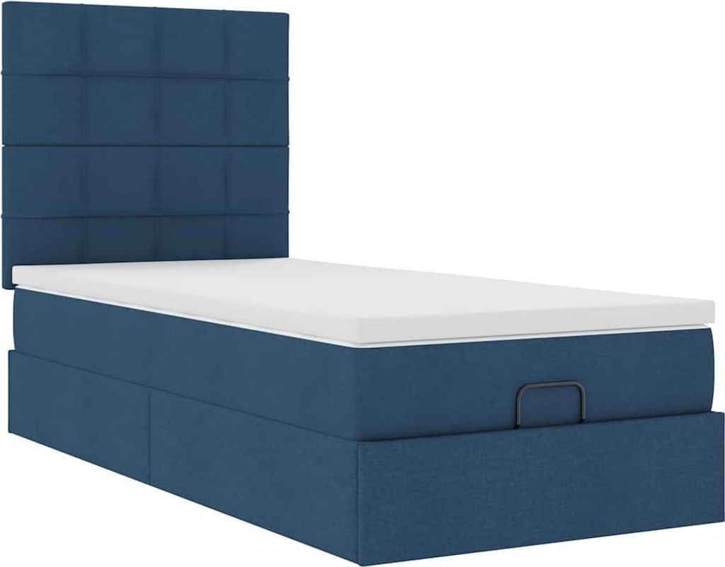 Ottoman-Bett mit Matratze Blau 100x200 cm Stoff