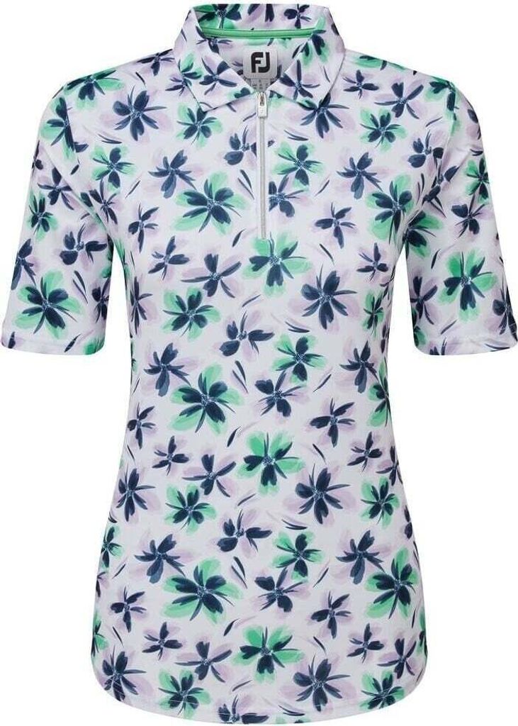 Footjoy Damen-Golfpoloshirt Lisle mit Blumenmuster, Flieder
