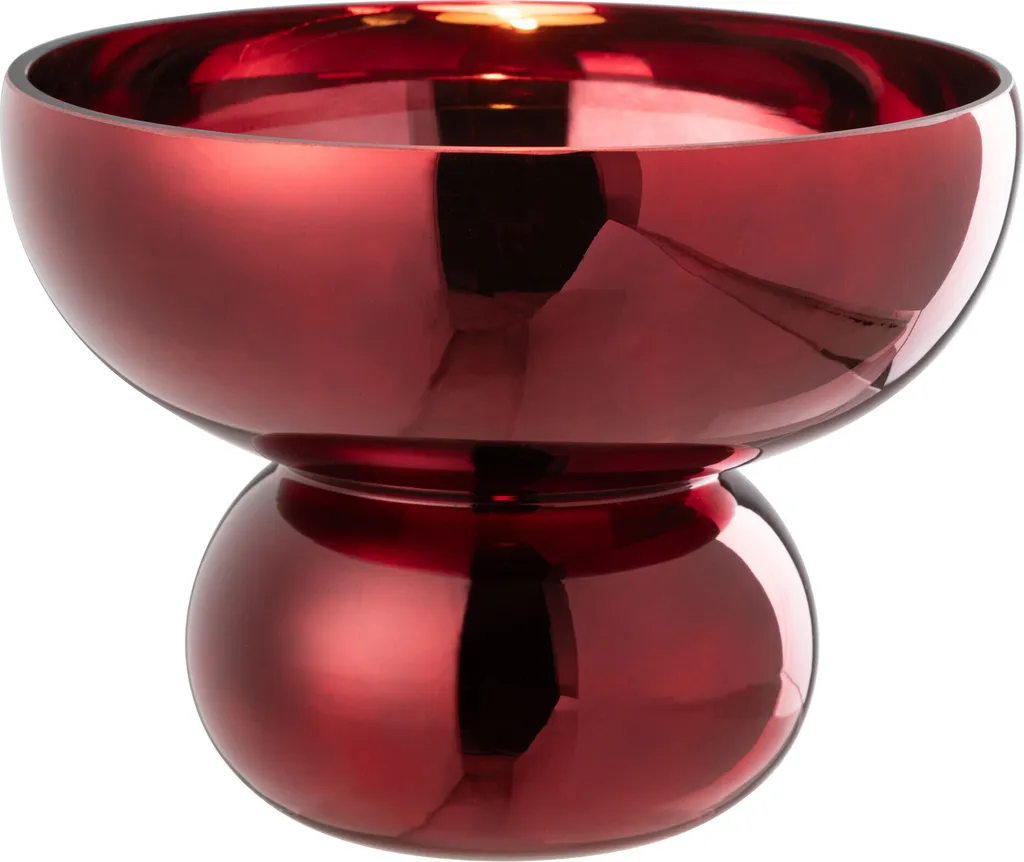 Bol de Décoration J-Line en Verre Rouge pour Centre de Table Salon