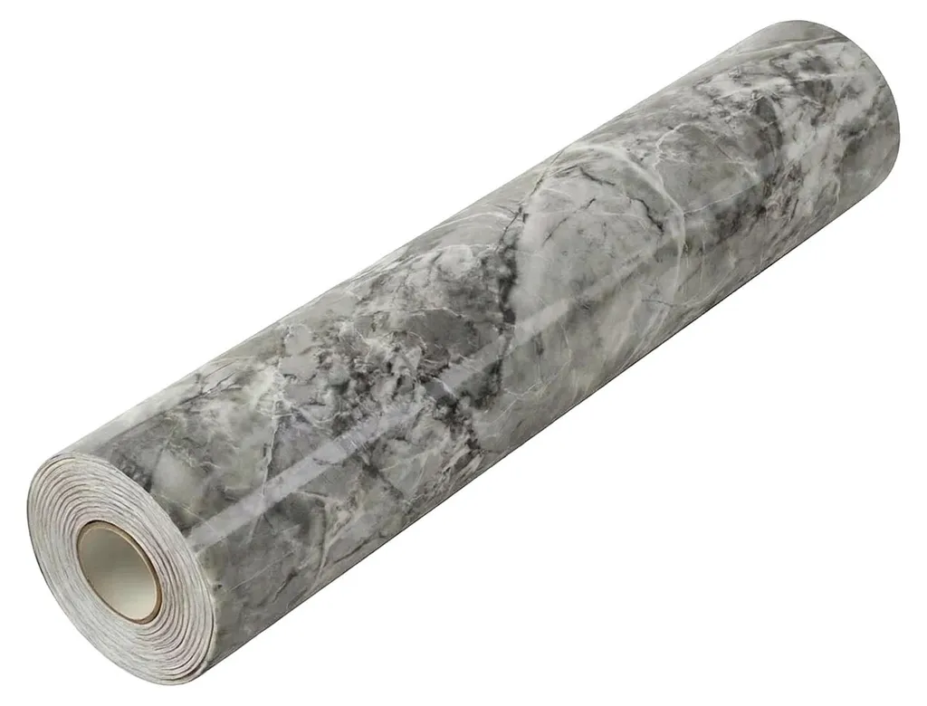 Décoration sol autocollant marbre gris 60x500cm pour cuisine et bain