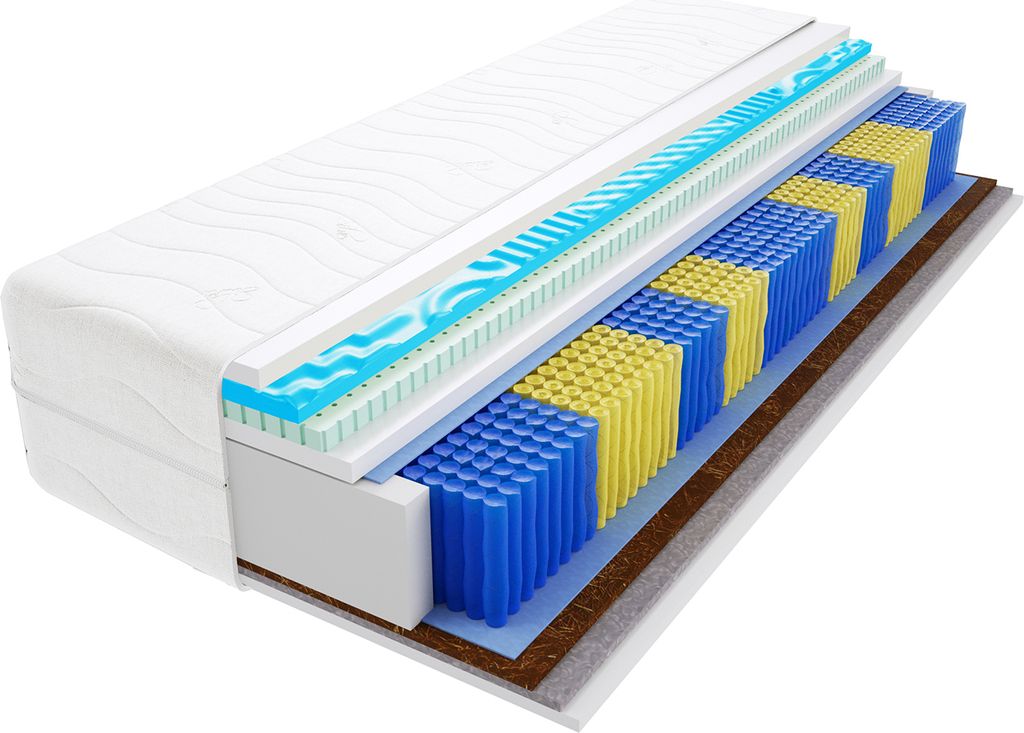 Matratze 70x140 cm Doppelmatratze, H3 & H5 Federkernmatratze, Taschenfederkernmatratze 22 cm Hoch Latex Kokosfaser Rosshaar Profilierter Visco Memo...