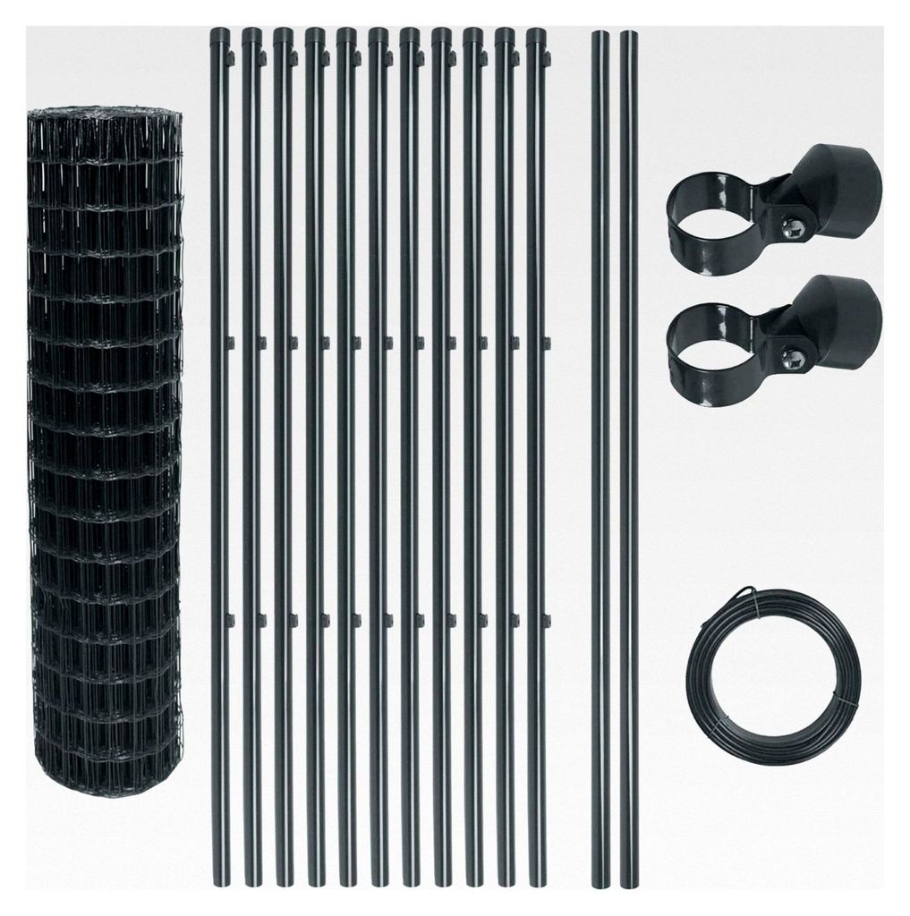 Schweißgitter Gartenzaun Set Komplettset Anthrazit (1,2 x 25 m)