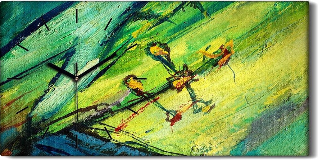 Leinwand Wanduhr Wandkunst Uhr Geräuschlos Kunstdruck 60x30 Malerei abstrakte - schwarze Hände