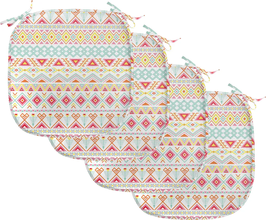 Lot de 4 Galettes de Chaise ABAKUHAUS Motif Tribal Aztèque 40x40 cm