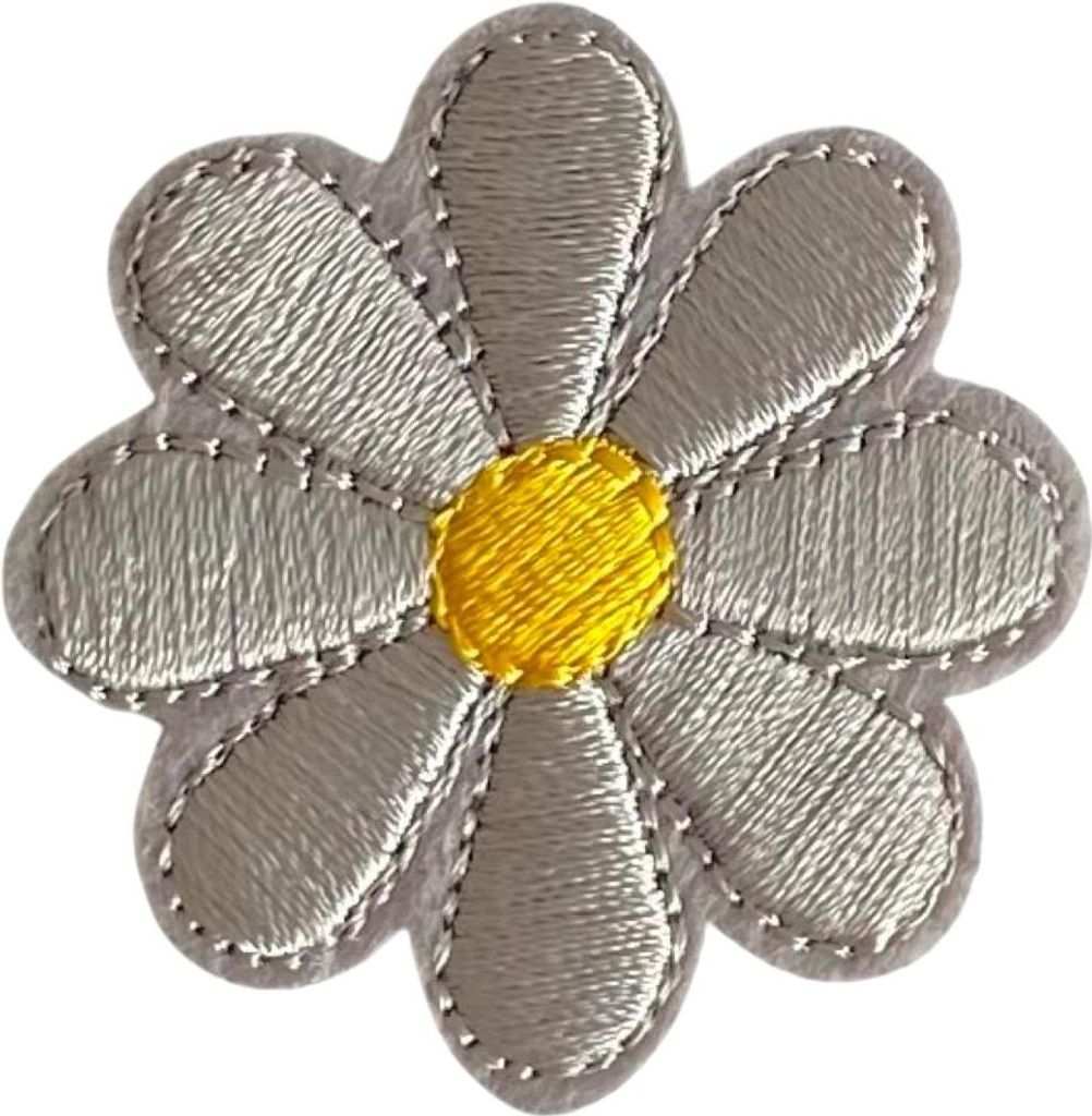 Gänseblümchen-Logo-Aufnäher zum Aufbügeln, Grau
