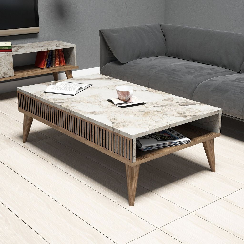 Skye Decor, Milan - Walnut, White Marble, Couchtische, Produktbild 
