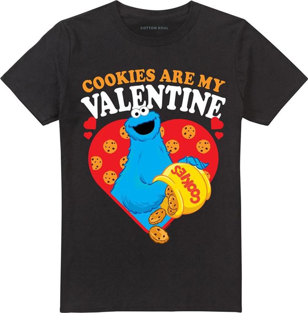 Sesame Street - "Cookies Are My Valentine" T-Shirt für Herren/Damen Uni TV20494 (XXL) (Schwarz)