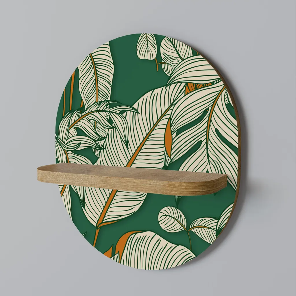 Étagère murale ovale au style bohème chic en bois naturel et métal