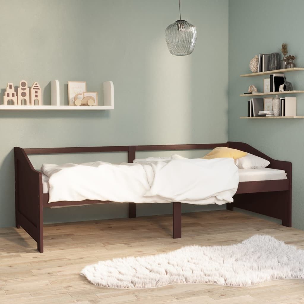 "Rabatt" Tagesbett 3-Sitzer - Modernes Design - Dunkelbraun Massivholz Kiefer 90x200 cm - Klassische Betten CC9789