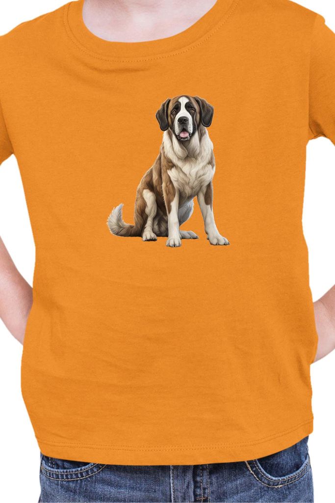 Kinder T-Shirt Dogs Breeds Saint Bernard Dog Breed 006, 3-4 Jahr - 104 / Orange