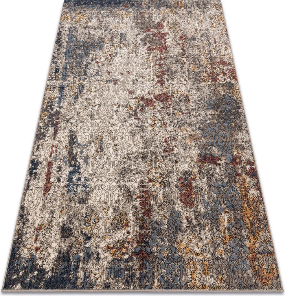 Tapis laine résistant et anti-tache 120x170 cm motif vintage multicolore
