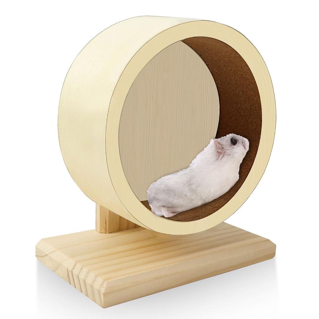 Laufrad für Hamster aus Holz, Laufrad für Hamsterspielzeug, leise, 15*15*18cm, originale Holzfarbe