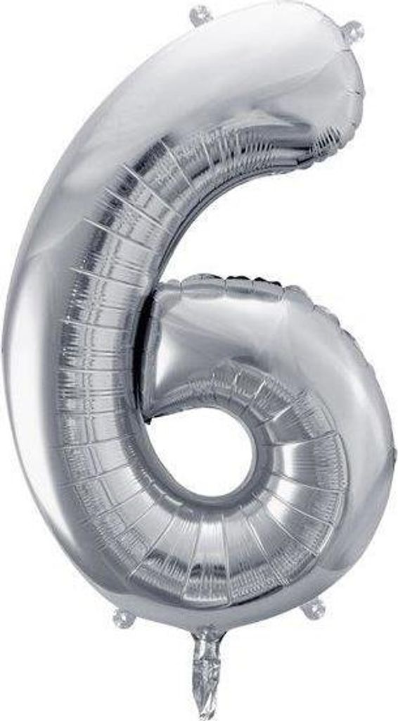 Folienballon Nummer 6 86cm silber 36061