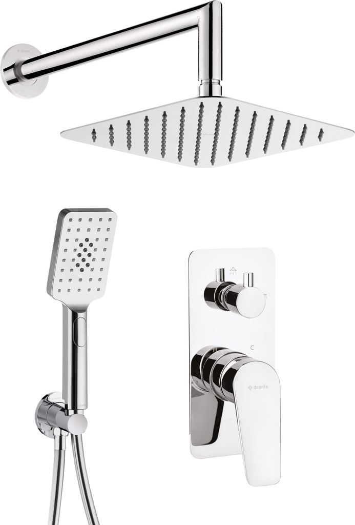 Unterputz-Duschset Quadrat,Einhebel, Mischer,Chrom
