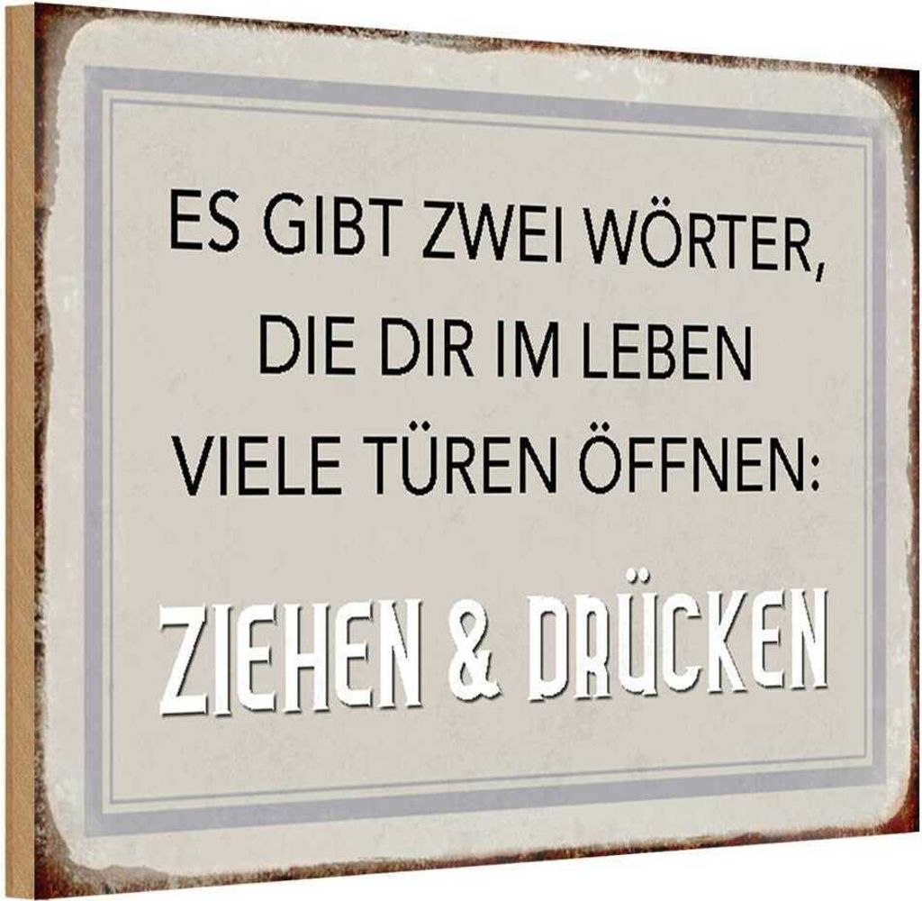 vianmo Holzschild 20x30 cm gibt zwei Wörter Ziehen Drücken Spruch Zitat