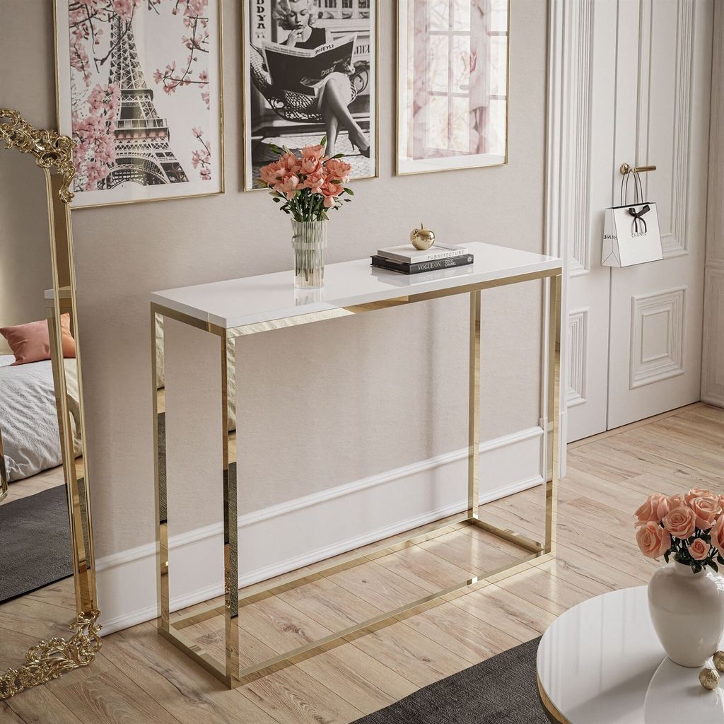 Konsolentisch MODERN GOLD CHROM 100 cm Gold Chrom / Weiß Produktbild 
