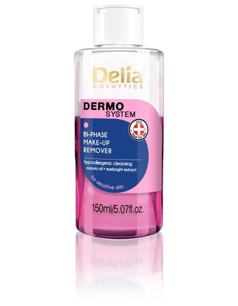 Delia Cosmetics Dermo System Hypoallergene Zwei-Phasen-Makeup-Entferner - Rosa Version, 150 ml