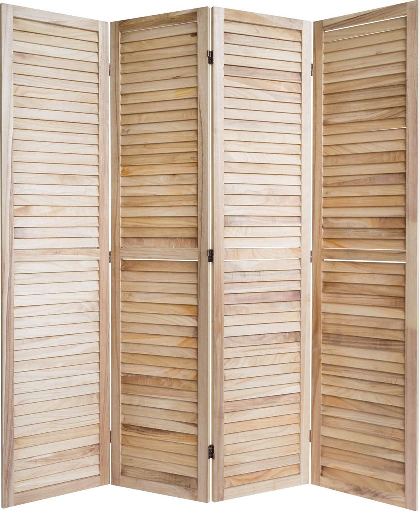 Paravent séparateur de pièce 4 parties cloison en bois Image du produit 