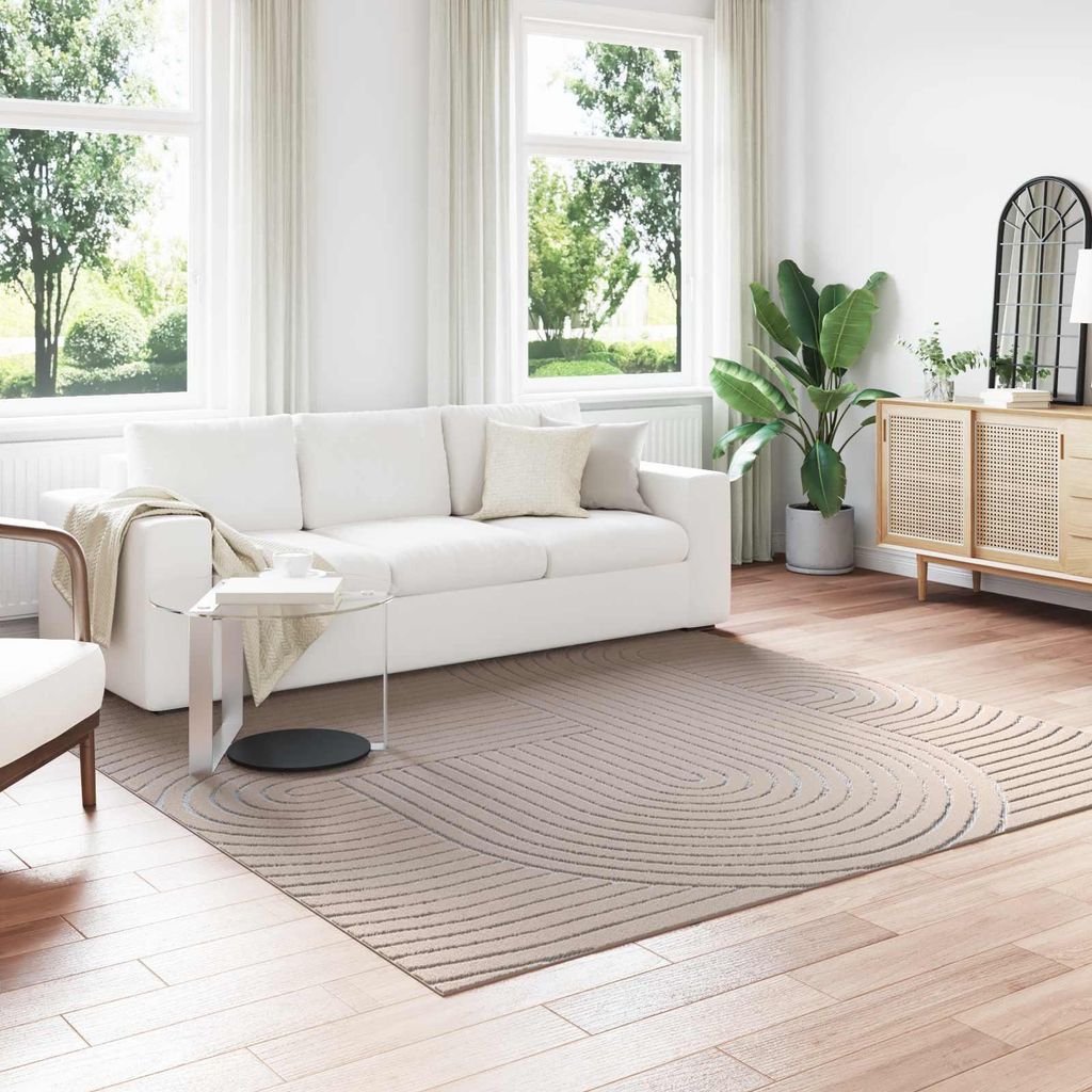 "Schlussverkauf" moderne Teppich - Wohnzimmer Bereichsteppiche - Quadratisch HUARTE Beige 240x240 cm C12824