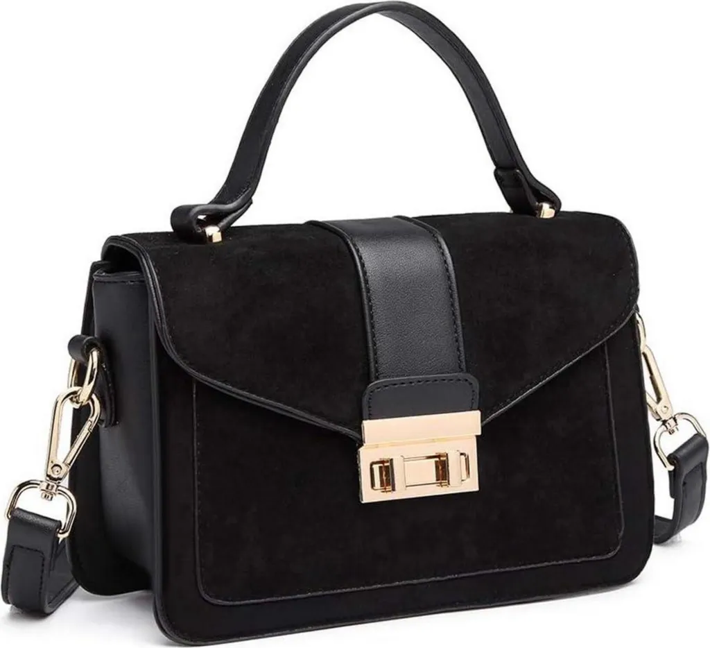 Sac bandoulière simili-cuir suédé avec rabat vintage pour femme élégante