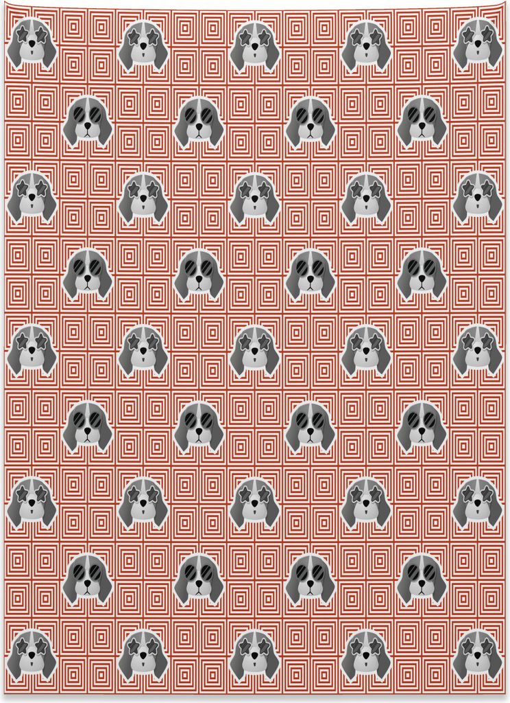 Abakuhaus Hundeliebhaber Wandteppich, Beagle-Welpe-Quadrate aus Weiches Mikrofaser Stoff Kein Verblassen Klare Farben Waschbar, 110 x 150 cm, Hellg...