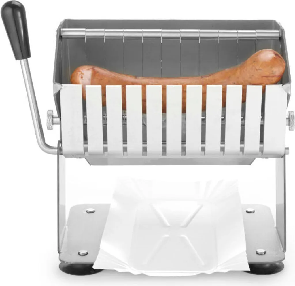 Trancheuse à saucisses HENDI manuelle en acier inox avec ventouses