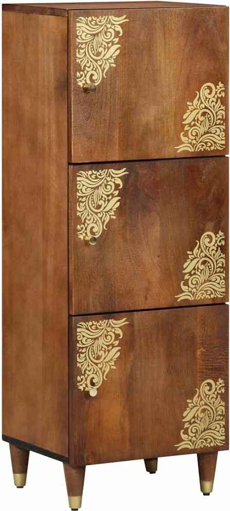 Highboard mit Regal Braun 40 x 33 x 110 cm Massivholz Mango