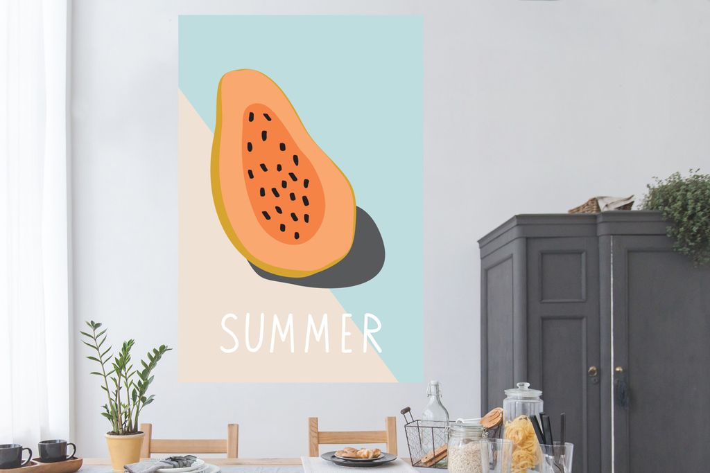 MuchoWow Poster Obst - Papaya - Pastell 120x180 cm - Kunstposter