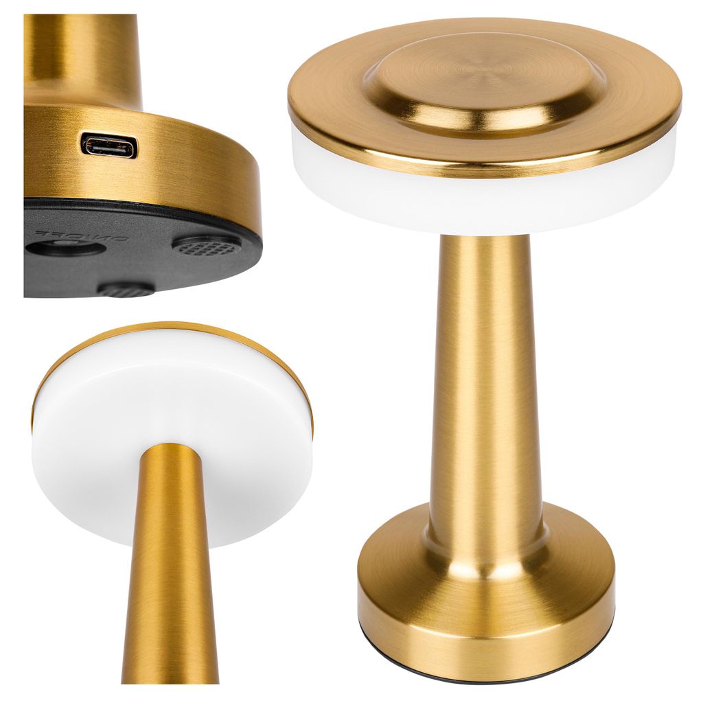 MasterLED Tischlampe – 3CCT – gold – Touch – tischlampe akku dimmbar – leselampe tisch – nachttischlampe USB C – Zulu