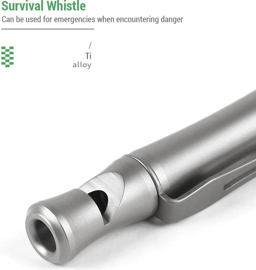 Stylo Tactique Brise-vitre en Titane avec Sifflet de Secours Intégré